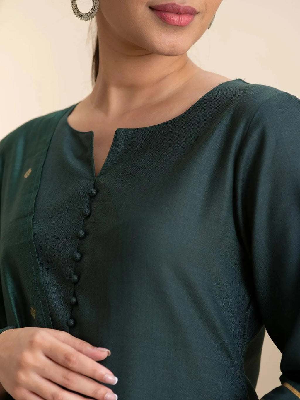 Green Solid Cotton Straight Kurta With Palazzos & Dupatta